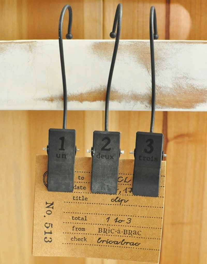 【日本Decole】Bric-a-BRaC 123造型复古风格吊挂夹子组 - 文件夹/资料夹 - 其他金属 灰色