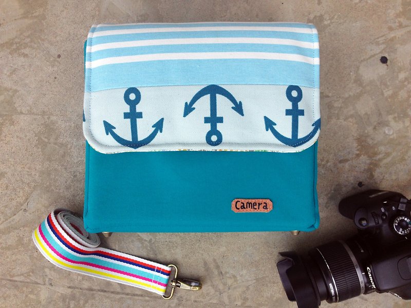 单眼相机包---水手,船锚---蓝绿色 - 相机包/相机袋 - 其他材质 蓝色