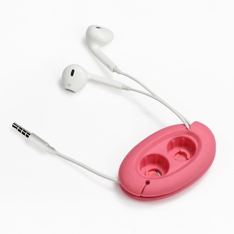 【CARD】耳塞式重低音3.5mm耳机收纳组(粉红色)/含创意强力磁扣 - 耳机收纳 - 塑料 粉红色