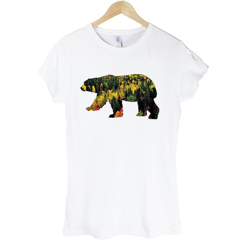 Bear-Forest女生短袖T恤-白色 熊 森林 大自然 动物 环保 设计 - 女装 T 恤 - 其他材质 白色