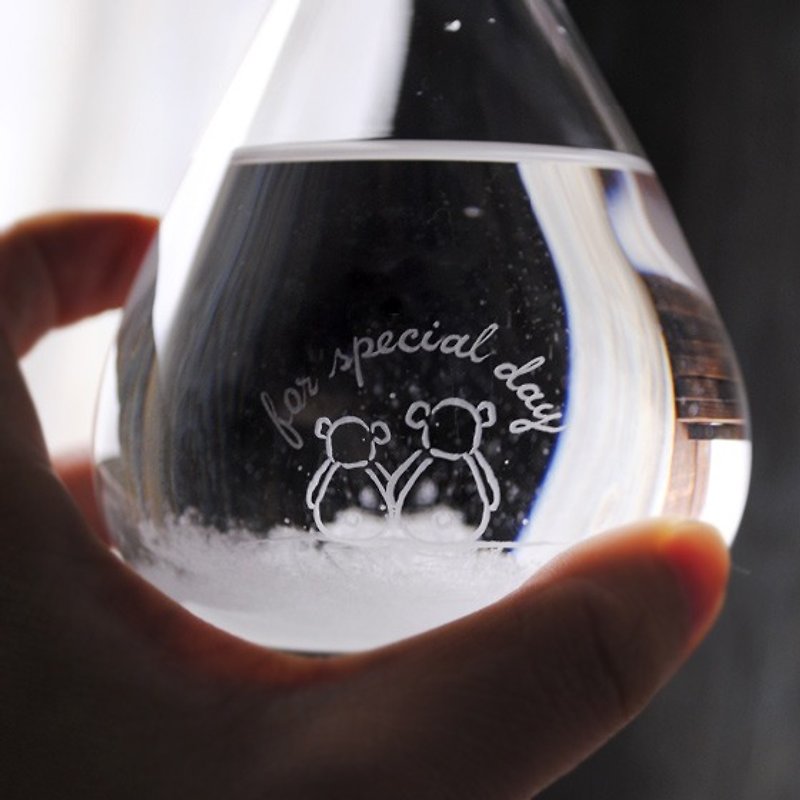 【日本进口Tempo Drop】熊情侣赏雪 Mini版 11cm 天气瓶定制 圣诞 - 摆饰 - 玻璃 透明