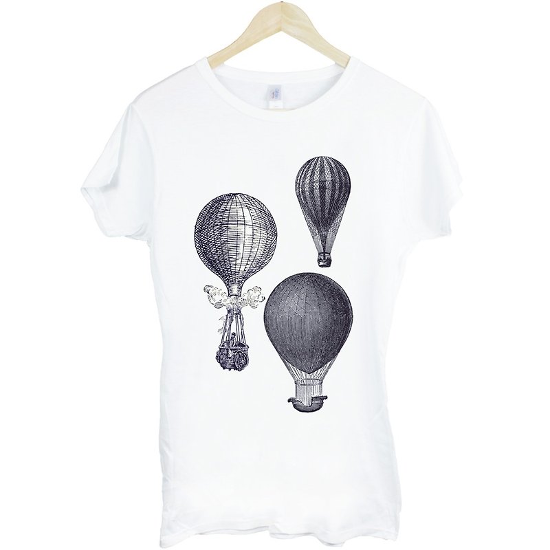 Hot Air Balloon女生短袖T恤-2色 热气球 文青 艺术 设计 时髦 文字 时尚 飞行 旅行 简单 - 女装 T 恤 - 其他材质 多色