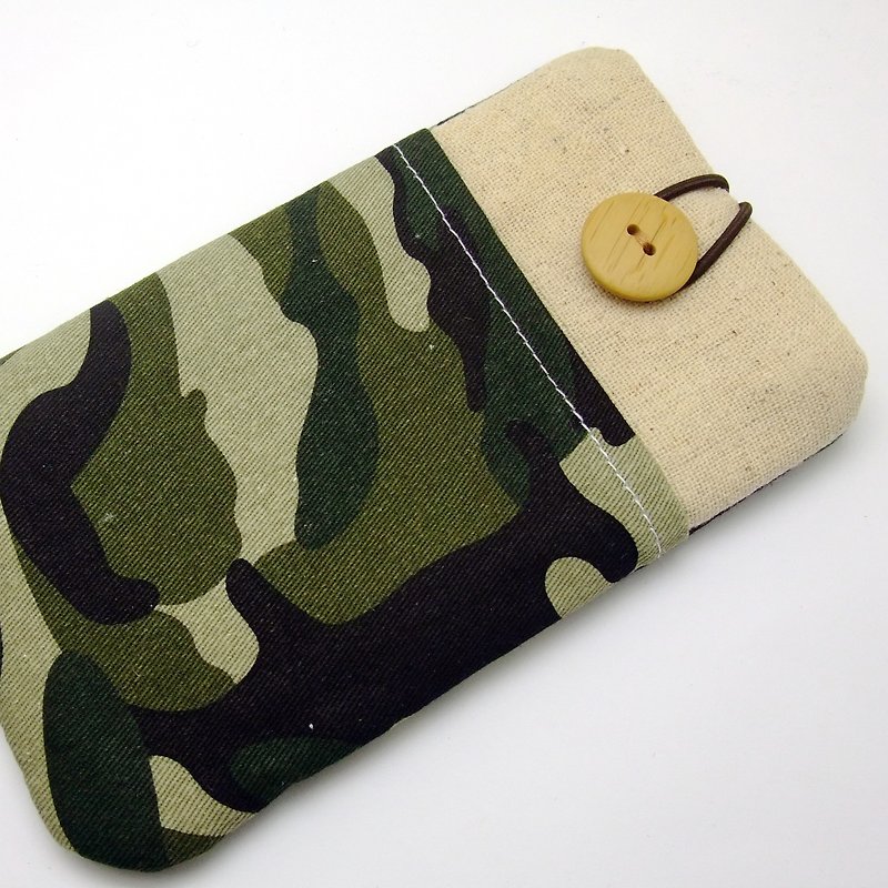 iPhone sleeve, Samsung Galaxy S8, Galaxy Note 8 pouch cover 自家制手提电话包, 手机布袋，布套 ，(可量身订制) - 迷彩图案 (P-104) - 手机壳/手机套 - 棉．麻 绿色