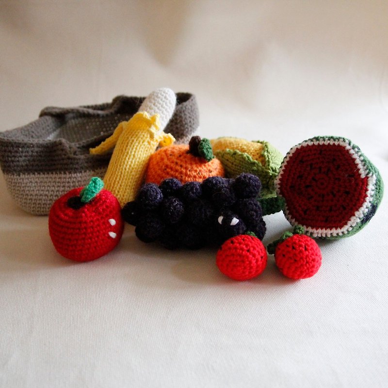 手作毛线美食 手钩游戏玩具水果篮/蔬果篮 - 玩具/玩偶 - 聚酯纤维 多色