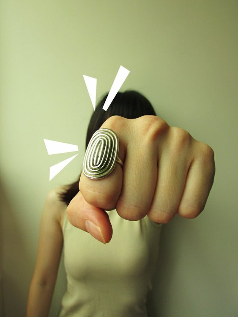 finger print ring_指纹戒指 | mittag设计师手工 纯银戒指 - 戒指 - 银 银色