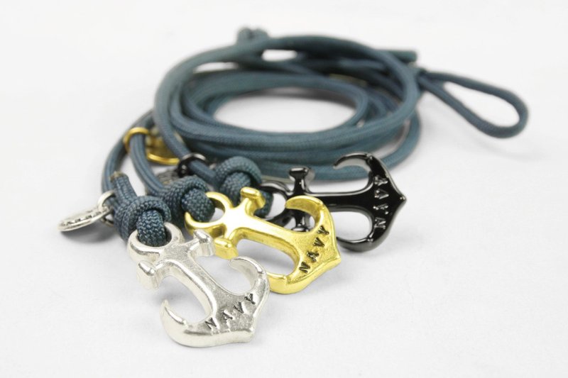 【METALIZE】Anchor with rope bracelet 三圈式伞绳手链 -海锚款-蓝绳 - 手链/手环 - 其他材质 