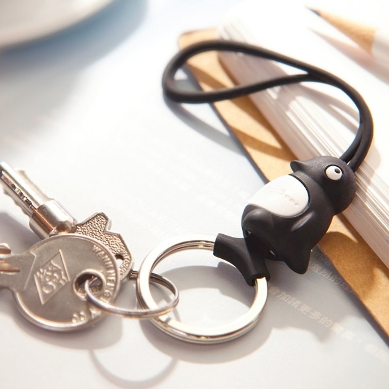 Maru Penguin Key Strap 企鹅小丸钥匙圈吊绳 - 钥匙链/钥匙包 - 硅胶 黑色