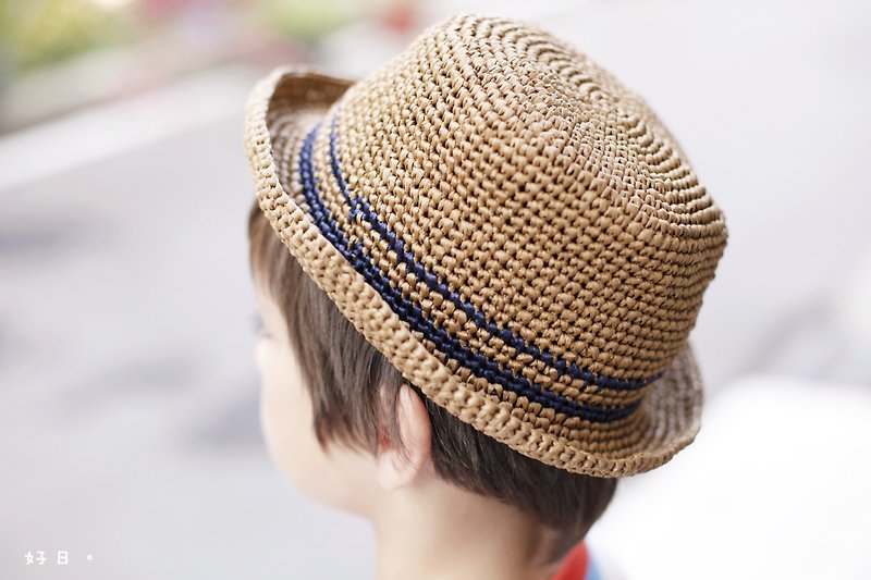 〔好日手作〕纸藤编织小圆帽(for小孩) - 帽子 - 其他材质 咖啡色