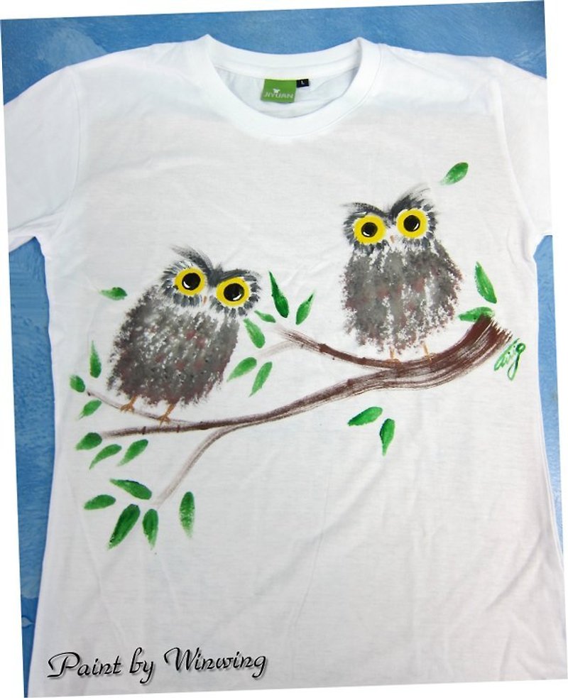 双子雏鸟猫头鹰-Winwing手绘衣 - 女装 T 恤 - 其他材质 
