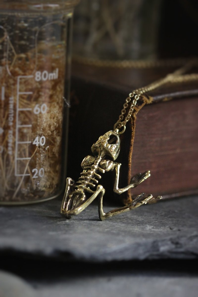 Frog Skeleton Charm Necklace by Defy - Original Handmade Jewelry - 项链 - 其他金属 