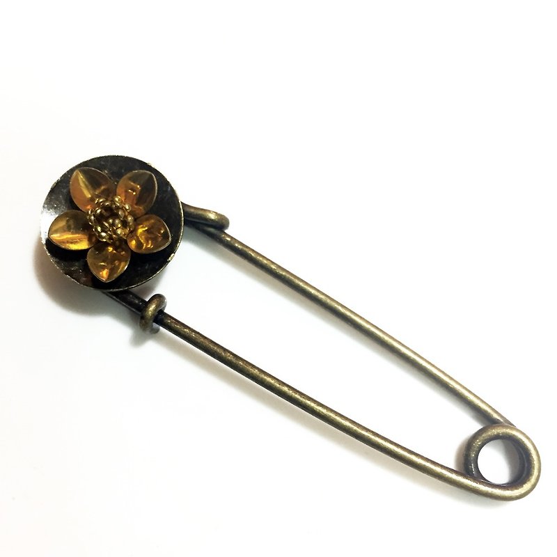 Steampunk蒸汽庞克风格 披风别针Pin flower - 胸针 - 其他金属 金色