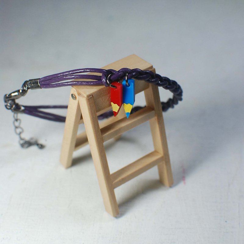 文具控 色铅笔[红蓝搭]小牛皮手链 [毕业礼物 生日礼物] - 手链/手环 - 压克力 紫色