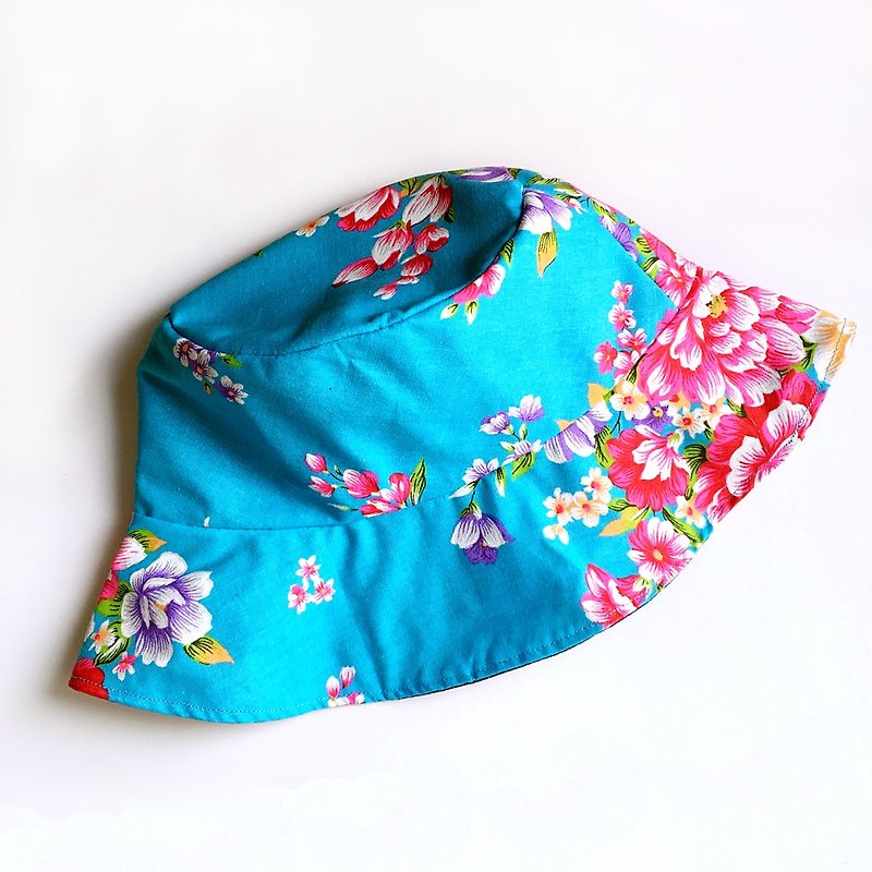 花花系列 台湾花布渔夫帽 手工帽 - 帽子 - 其他材质 蓝色
