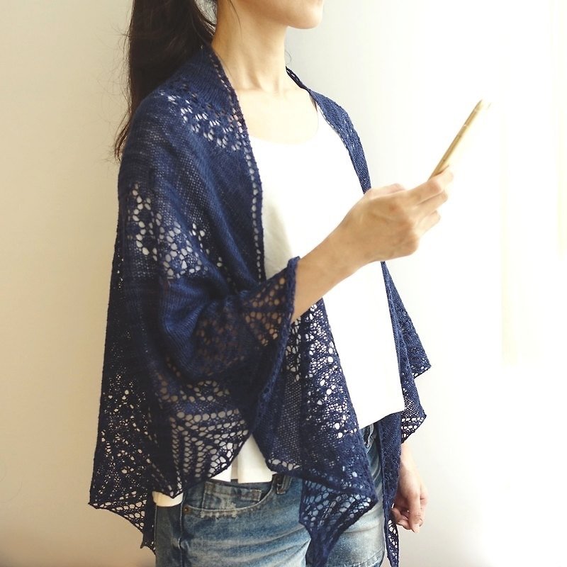 Tsubasa蕾丝披肩 编织说明书 电子档 - 其他 - 其他材质 蓝色
