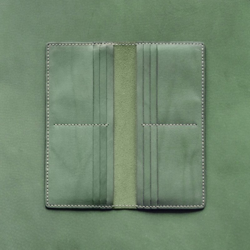 12卡长夹。手缝皮革材料包。BSP010 - 皮件 - 真皮 绿色