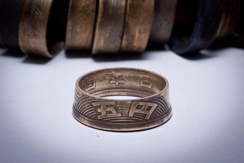 日本古铜钱戒指手打制做 嘻皮 哈雷 重机 - 戒指 - 其他金属 金色