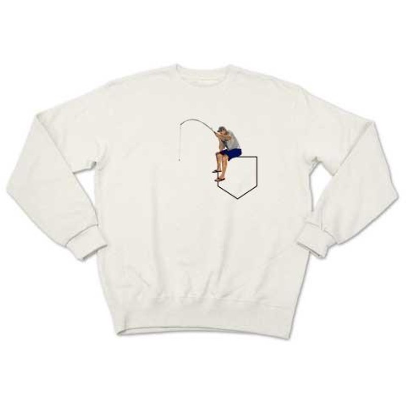 Pocket fishing（sweat white） - 男装上衣/T 恤 - 其他材质 