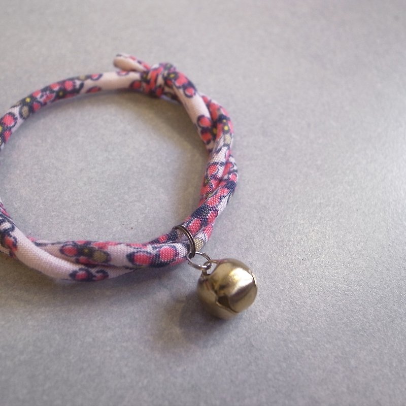 北欧棉布日本犬猫颈圈 项圈(可调式)--粉花(安全扣项圈) - 项圈/牵绳 - 其他材质 粉红色
