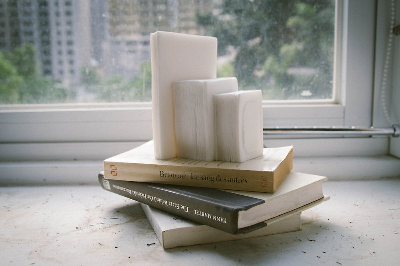 【疗愈摆件 | 摆饰 】阅读-书本造型立体石雕书挡 - 其他 - 石头 白色