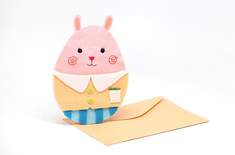布卡片 粉红小兔不织布手工卡片 - 卡片/明信片 - 纸 粉红色