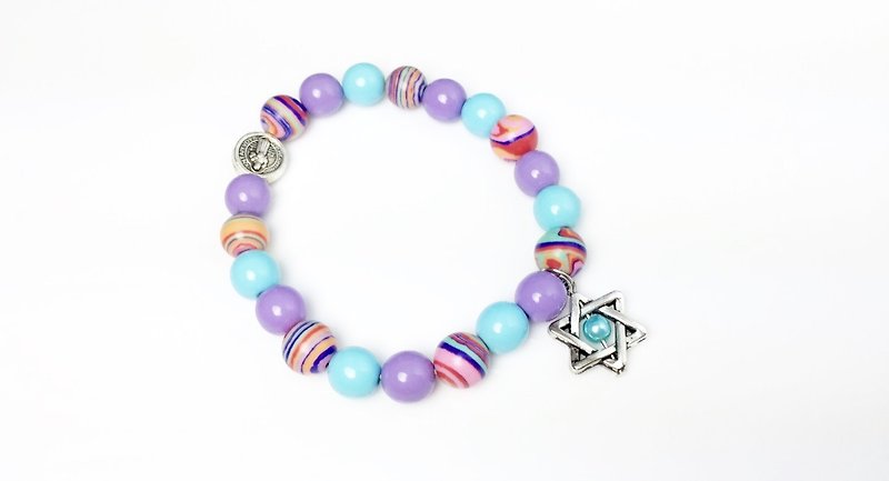 “琉璃彩珠 x 紫蓝星星” - 手链/手环 - 其他材质 紫色