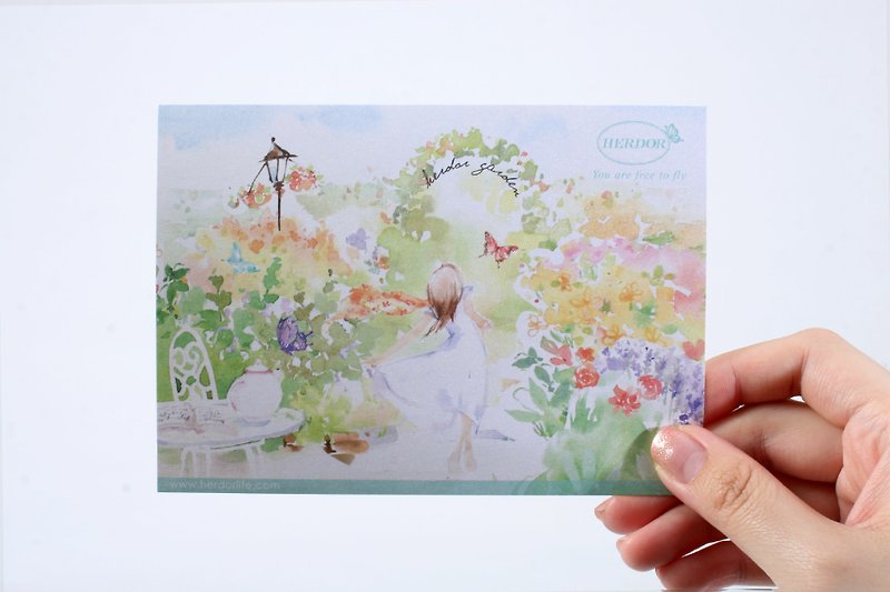 设计感卡片/酷卡/手绘明信片-花园乡村/浪漫下午茶 - 卡片/明信片 - 纸 绿色