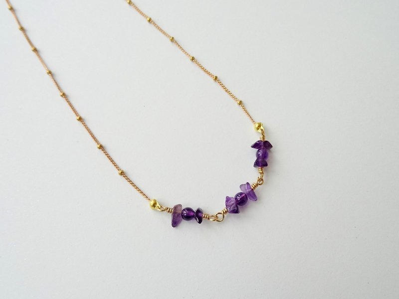 ::丰收的季节:: 紫水晶野浆果黄铜项链 / 锁骨链 - 锁骨链 - 宝石 紫色