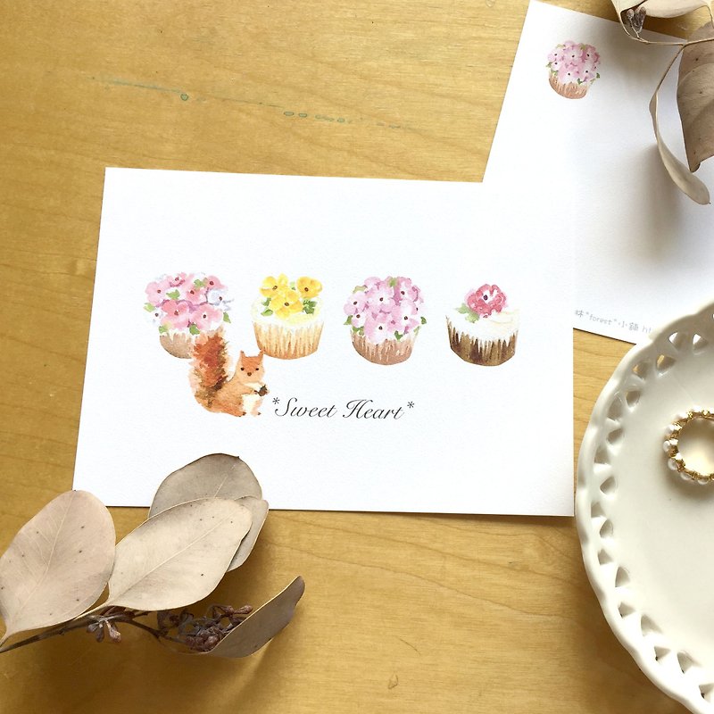 Zoe's forest松鼠爱吃杯子蛋糕明信片 cs06 - 卡片/明信片 - 纸 