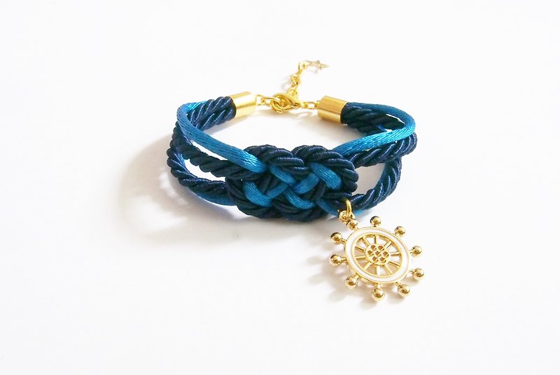 Blue infinity knot rope bracelet- tie it knot -friend gift - rope bracelet - sailor bracelet - 手链/手环 - 其他材质 蓝色