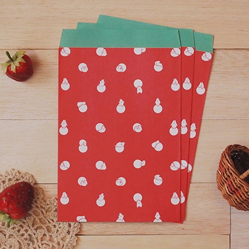 *Mori Shu* 麻糬兔礼物袋-(红波点9入) - 包装材料 - 纸 红色