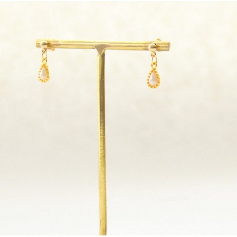 earrings Mille Grain Dorp Pearl Pierce - 耳环/耳夹 - 其他金属 金色