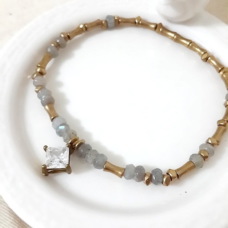 momolico 光谱石锆石黄铜珠手环 - 手链/手环 - 其他金属 灰色
