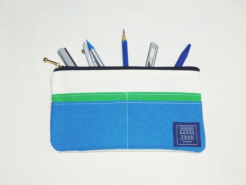 笔袋-白绿蓝 - 铅笔盒/笔袋 - 其他材质 蓝色