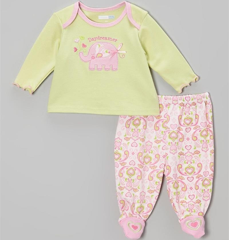 [日安朵朵]美国原装 白日梦大象睡衣组(6个月) Daydreamer 2 Pack Pajama Set - 其他 - 棉．麻 粉红色