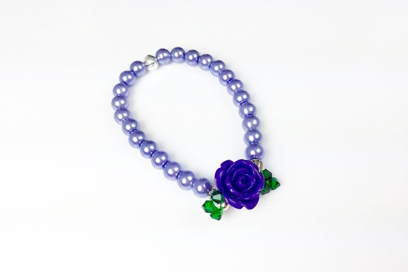 紫珍珠 x 紫玫瑰 - 手链/手环 - 其他材质 紫色