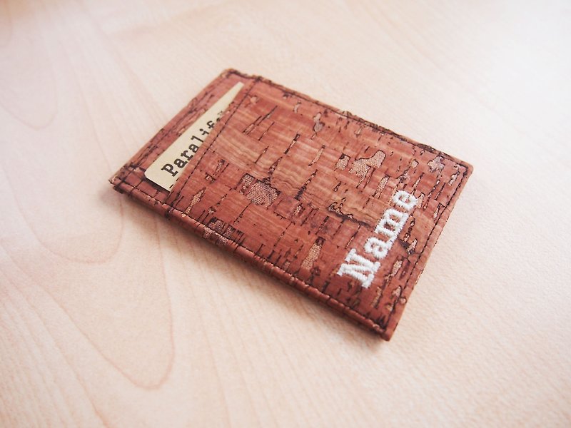 Paralife 片纹软木 卡片银包 量身订造 可放 工作证 信用卡 加刺绣个性化名字 - 皮夹/钱包 - 木头 咖啡色