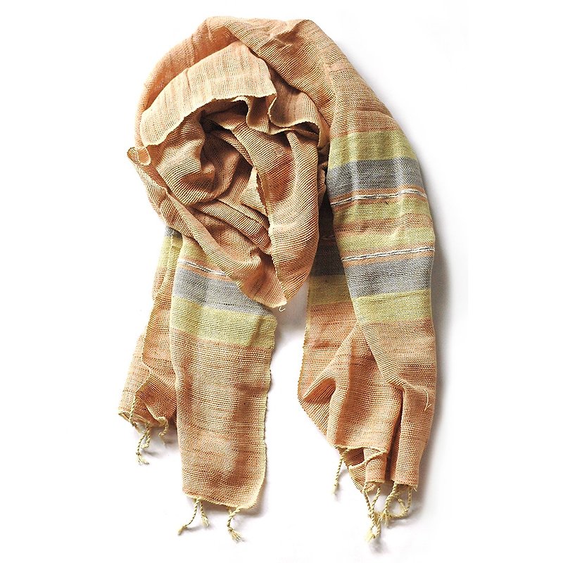 纯棉手织围巾 - 大地色 - 丝巾 - 棉．麻 金色