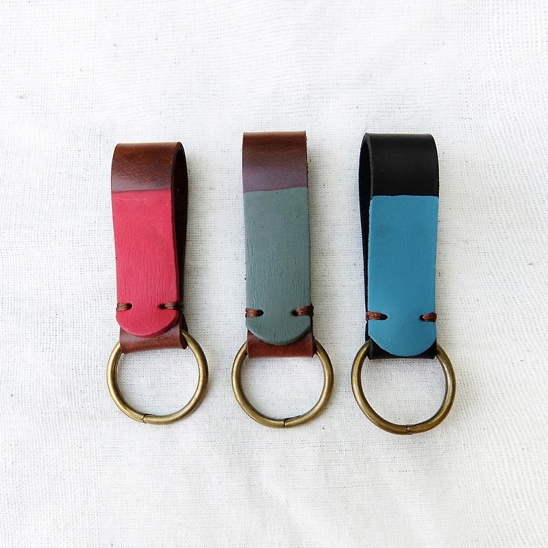 钥匙圈：颜色浸皮 - 钥匙链/钥匙包 - 真皮 咖啡色