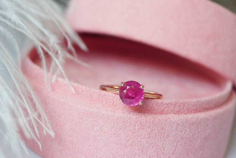 Natural Ruby Silver925 Ring, July Birthstone ring, Gift for her. - 戒指 - 纯银 红色