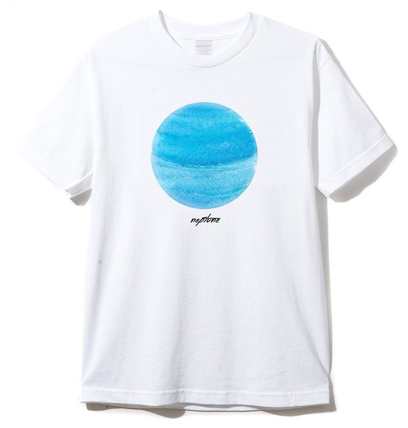 neptune 海王星 短袖T恤 白色 星球 行星 宇宙 银河 太空 - 男装上衣/T 恤 - 棉．麻 白色