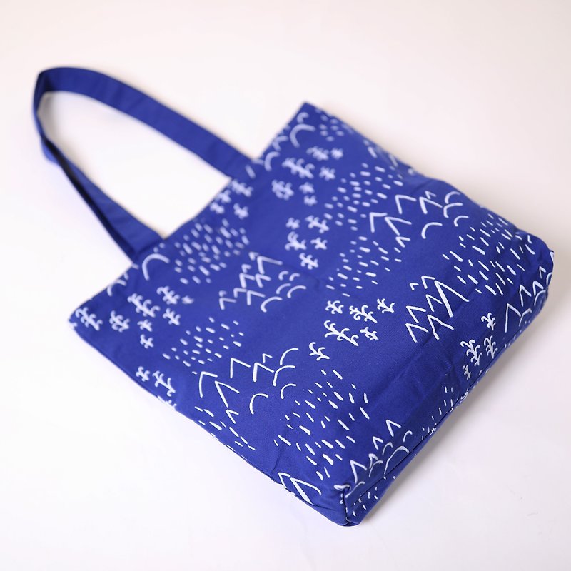 荒草漫步购物袋-公平贸易 - 手提包/手提袋 - 棉．麻 蓝色