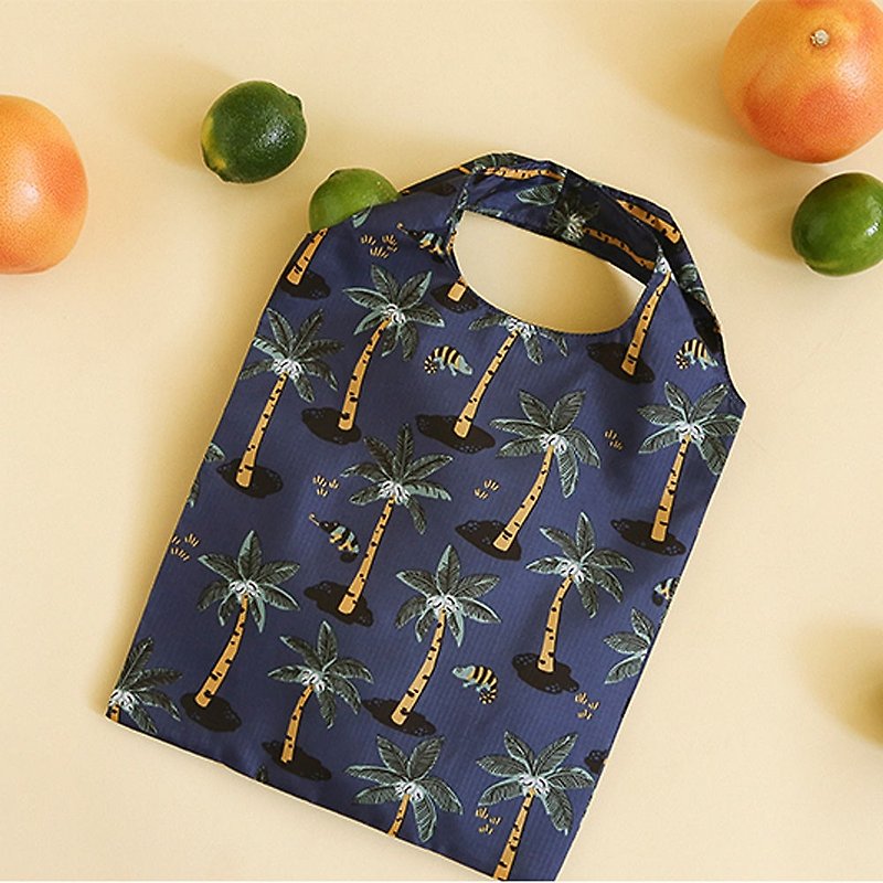 折叠口袋购物袋S-08热带丛林,E2D15978 - 手提包/手提袋 - 聚酯纤维 黑色