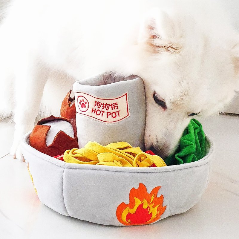 Furball Steamboat Hot Pot Interactive Nosework Toy - 玩具 - 棉．麻 银色