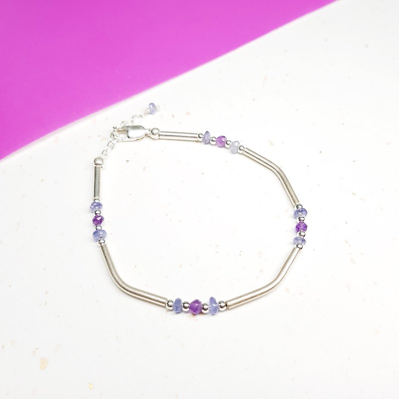 星空系列~丹泉石-紫水晶 纯银手链 - 手链/手环 - 宝石 紫色
