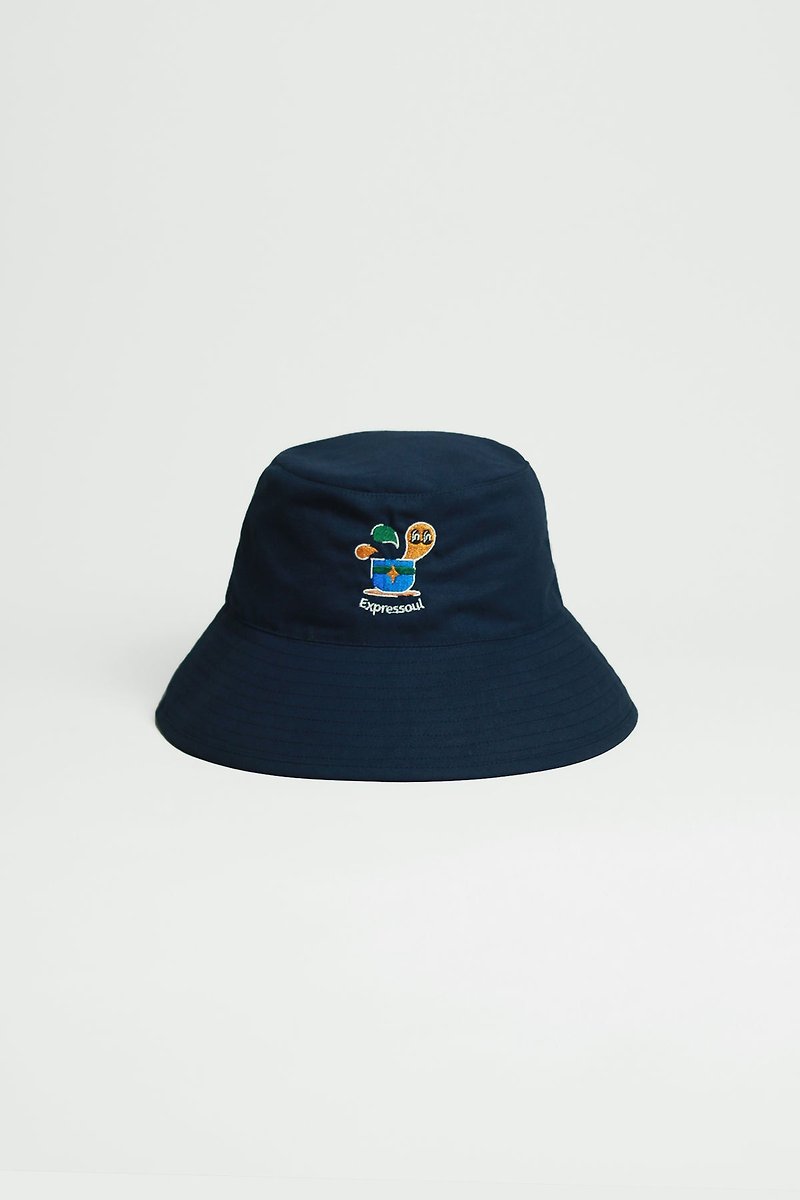 Expressoul 刺绣渔夫帽 - 帽子 - 棉．麻 蓝色