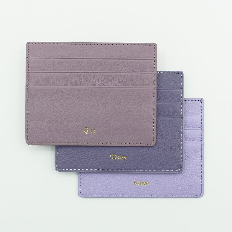 定制化礼物意大利真皮薰衣草粉紫色卡片套 钱包 小钱包 卡包 卡夹 - 皮夹/钱包 - 真皮 紫色
