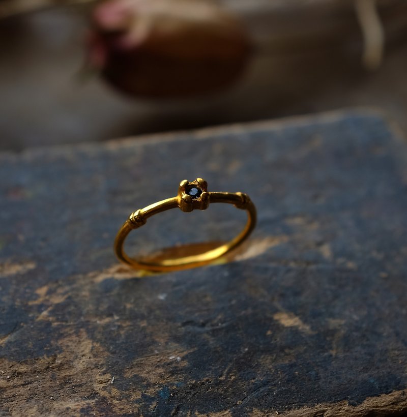 巴黎古董深蓝玻璃镀金戒指 - 戒指 - 其他金属 金色