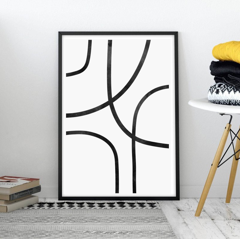 Abstract art, modern art, black decor, black and white, jpg file, minimalist - 海报/装饰画/版画 - 其他材质 黑色