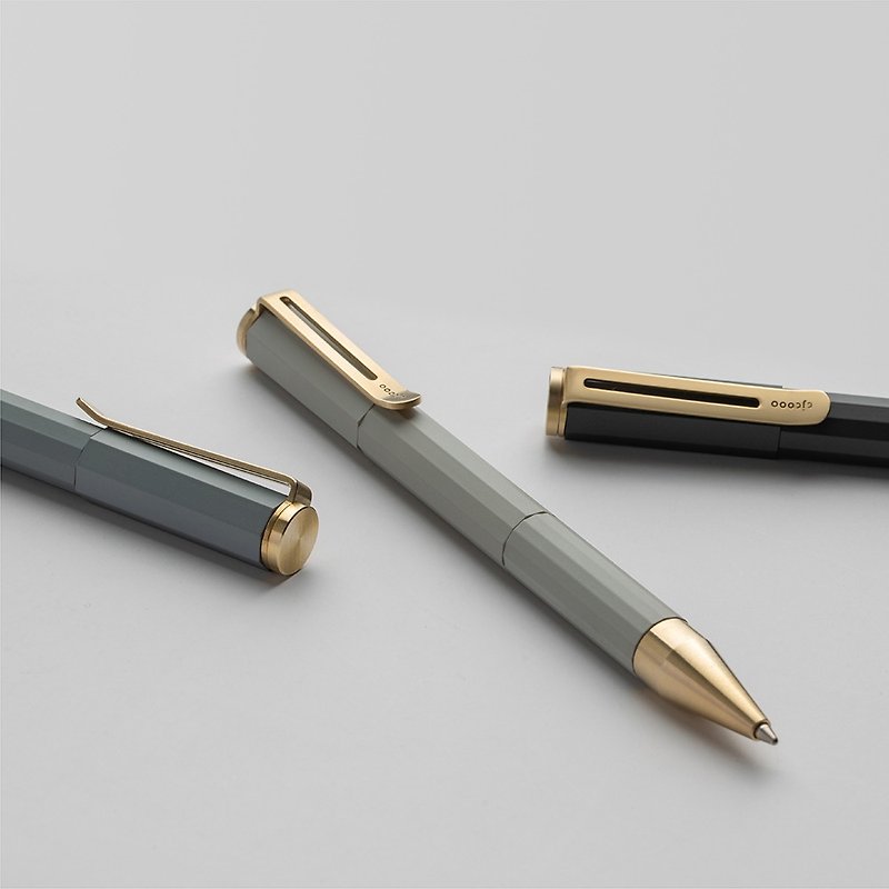 實用美學 F36t 重手感黃銅鋼珠笔 多邊形 转动出芯 - 钢珠笔 - 铜/黄铜 灰色