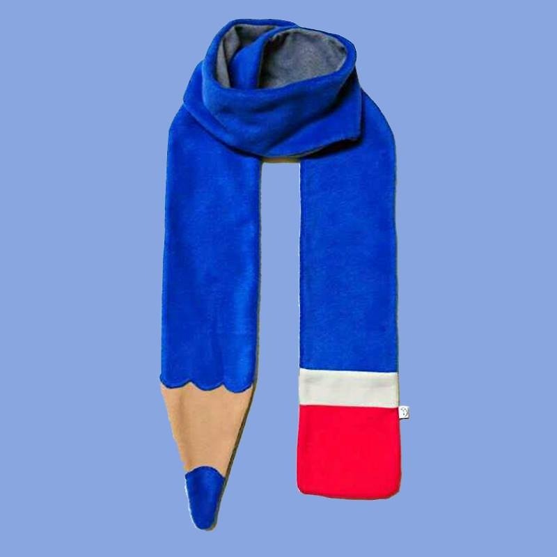 【限量商品】铅笔围巾。蓝铅笔 / 围巾 / 冬季限定 / 耶诞温度 - 丝巾 - 棉．麻 蓝色